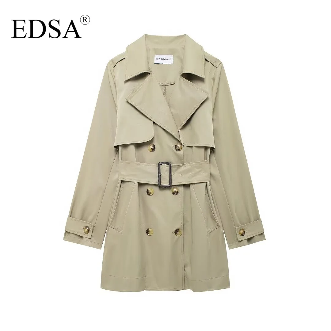 EDSA Women\'s Trench Coat 2024 Autumn Elegant Jacket Ladies Fashion Casual With Belt Windbreak Long Sleeve New Outerwears