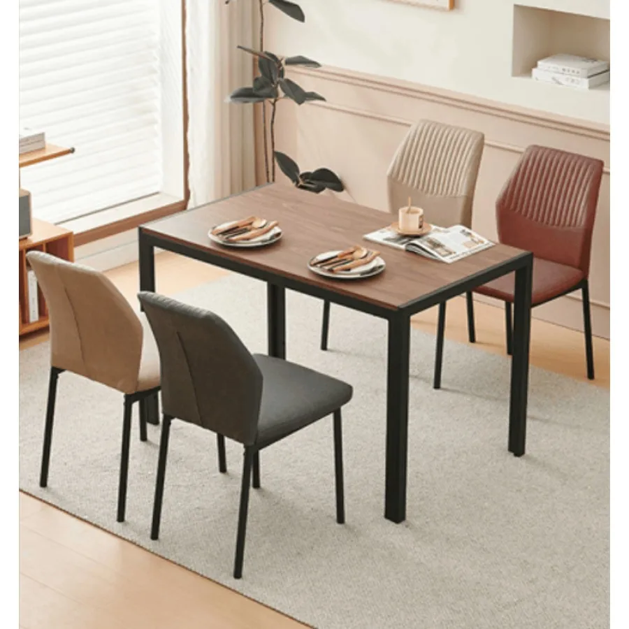 كراسي طعام من جلد البولي يوريثان باللون الرمادي الداكن، كرسي غرفة المعيشة، كرسي جانبي حديث للمطبخ بدون ذراع مع أرجل معدنية، مجموعة من 4 قطع