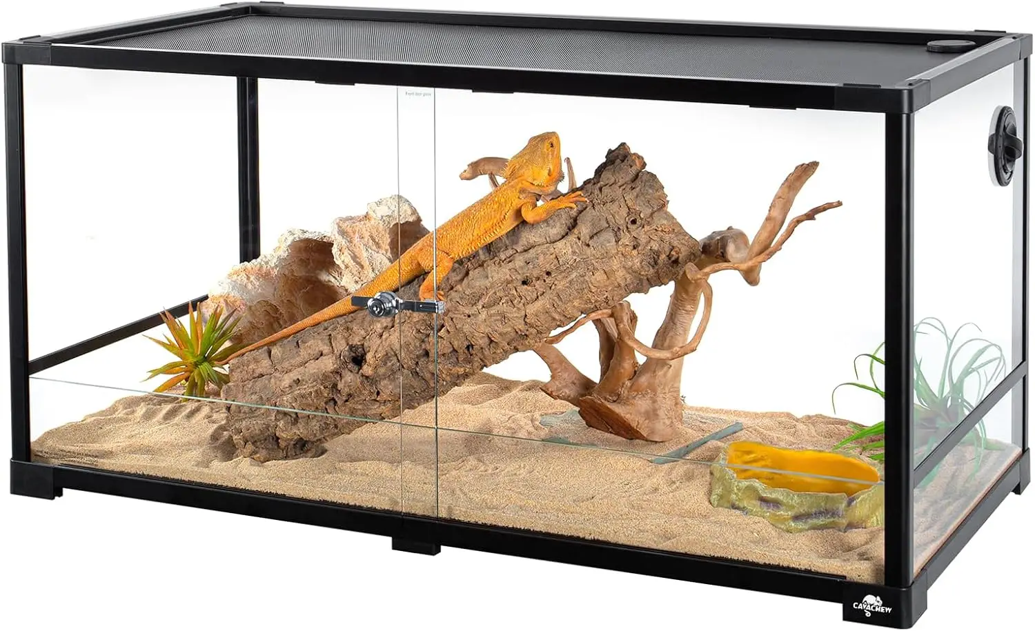 

Glass Reptile Tank Habitat Terrarium Cage For Bearded Dragon Lizard Snake Gecko With Sliding Door Top Ventilation Cable Pass Hum