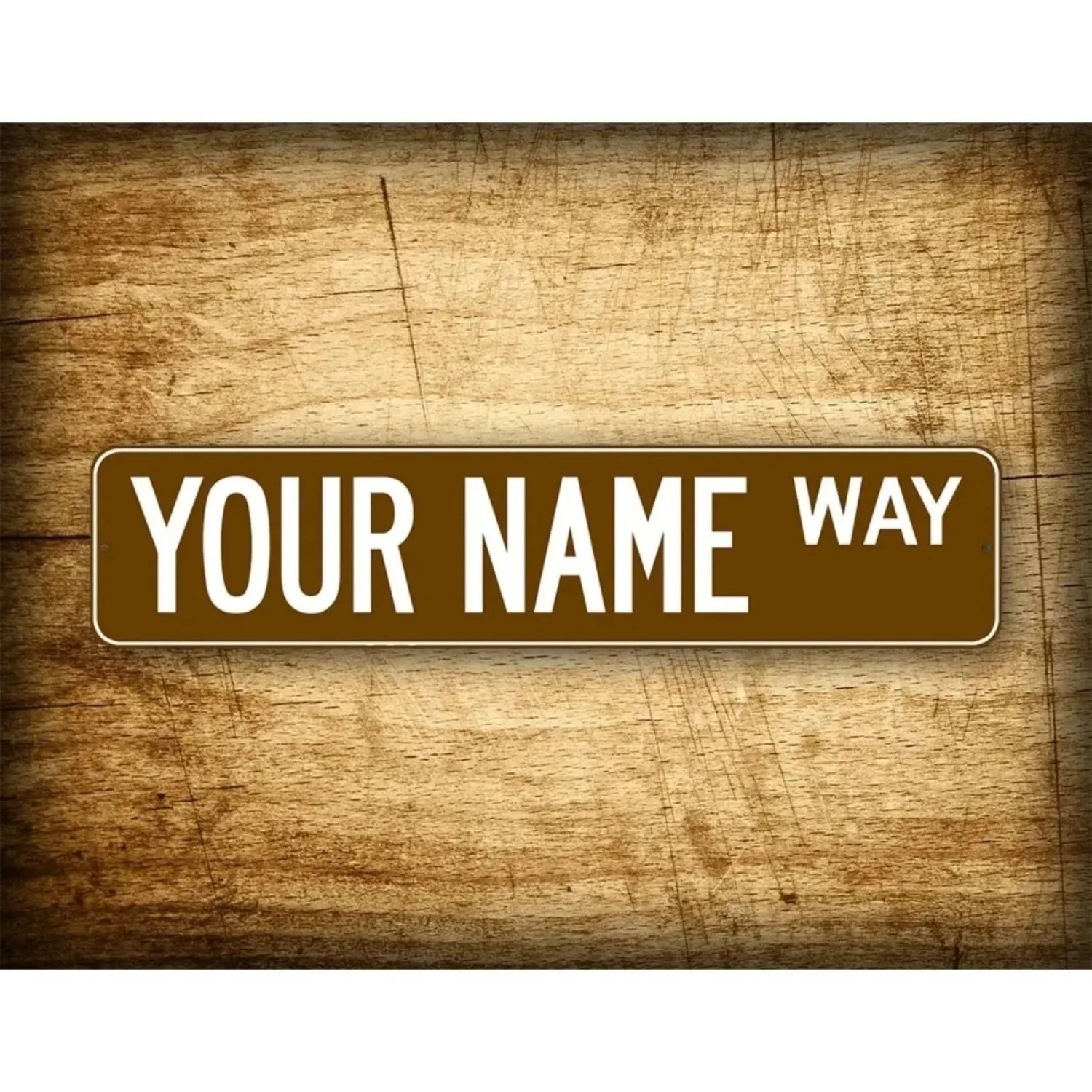 Brown White 4x16 Inch Custom Street Sign Personalized Text Novelty Wall Decor Waterproof Dustproof Home Bar Man Cave Decoration