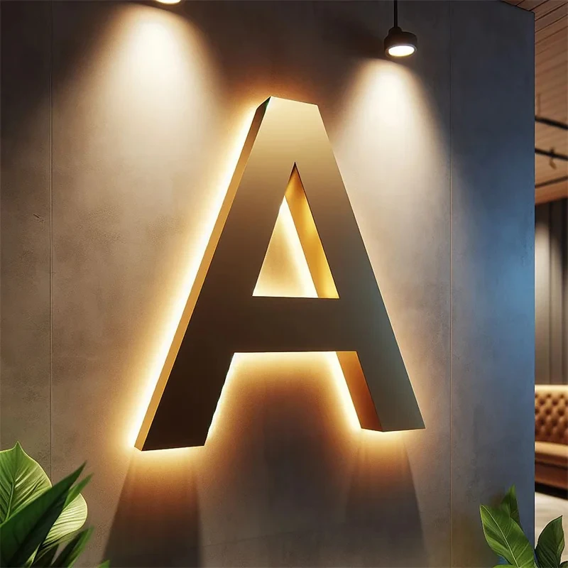 Decoración de letras Led para exteriores, placa de dirección de Metal 3D, letrero personalizado, Halo retroiluminado, número de casa iluminado