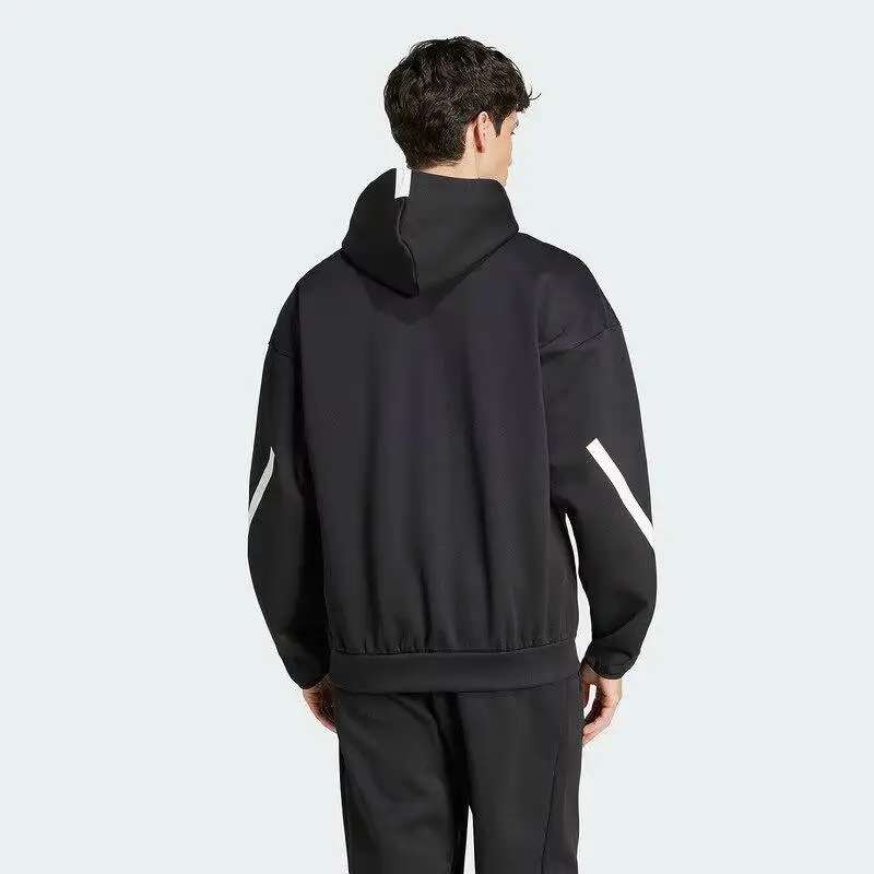 

Adidas 2026 New Mens Knit Hooded Jacket JD5984 Black Full Zip Sportswear