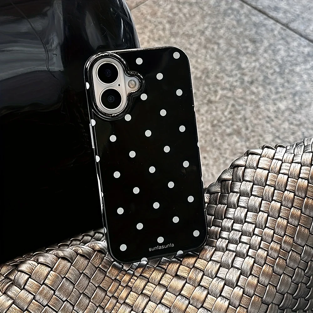 Simple Black White Polka Dot Design Phone Case for Samsung Galaxy S25 S24 S23 S22 S21 FE Ultra Plus 4G 5G Feather Texture - náhled 6