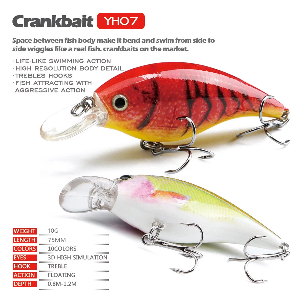 Agoie 75mm/10g Wounded Minnow Wobblers Fishing Lure Hard Bait Crankbait Peche Bass Artificial Baits Pike Carp Lures Swimbait