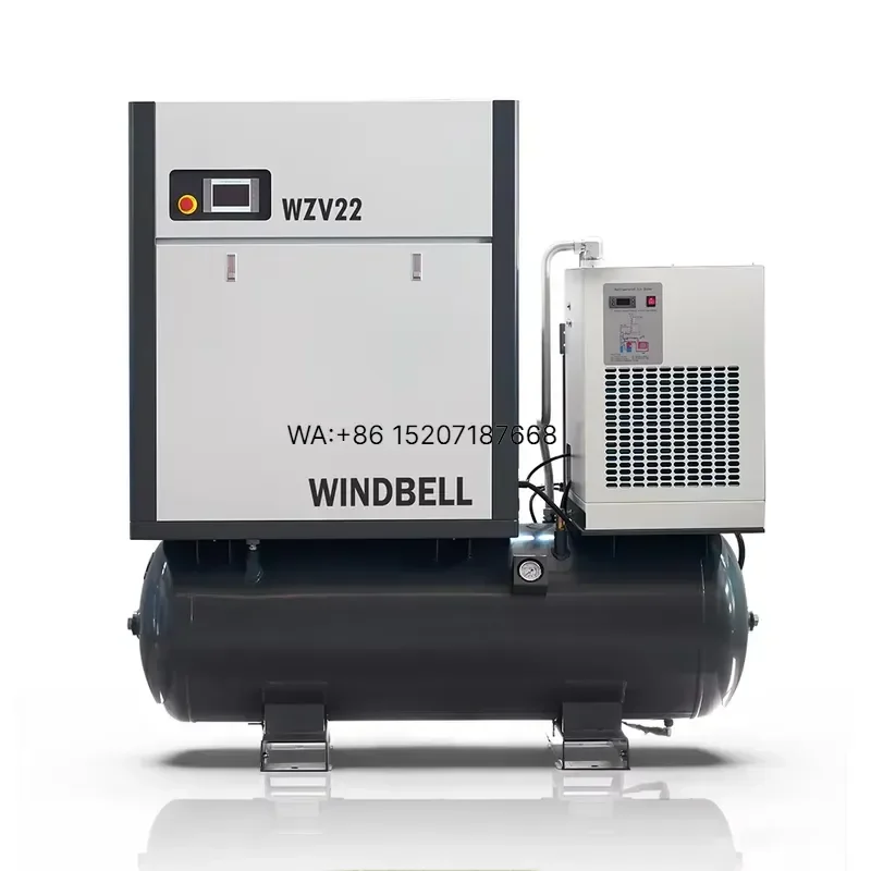 Wmwmnu for Cheap Price 8Bar 10Bar Industrial Silent 7.5KW 15KW 22KW Rotary Screw Air Compressor with Air Dryer Tank