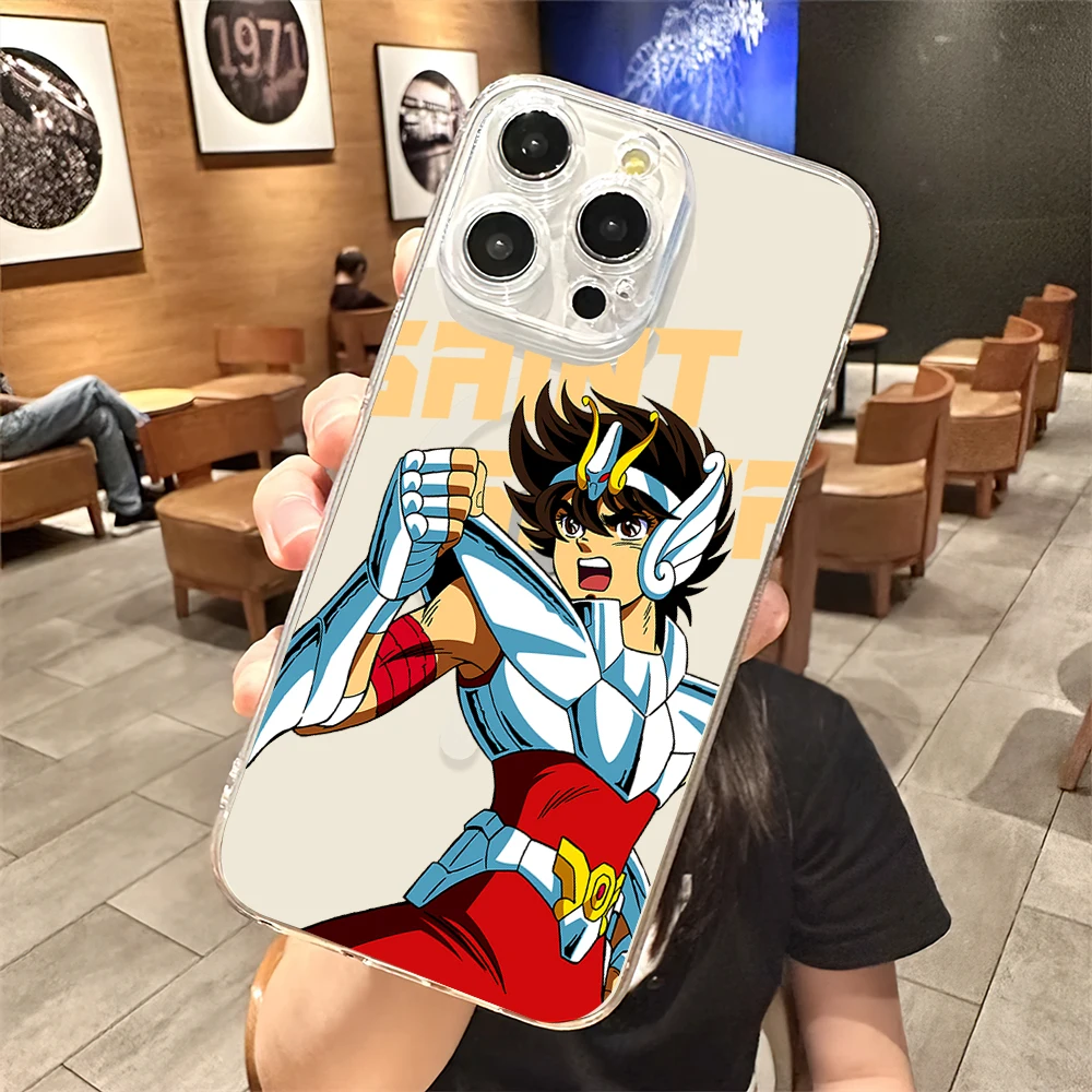 Anime S-Saint S-Seiya Phone Case for iPhone Plus 11 13 12 14 15 16 Pro Max Transparent Shell Magsafe Magnetic Wireless Cover