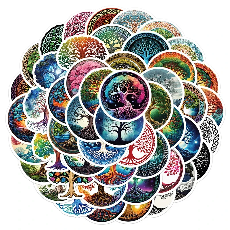 50PCS Tree of Life Stickers Vintage Aesthetic Waterproof Vinyl Decals for Scrapbooks Laptop Phone Water Bottle Helmet