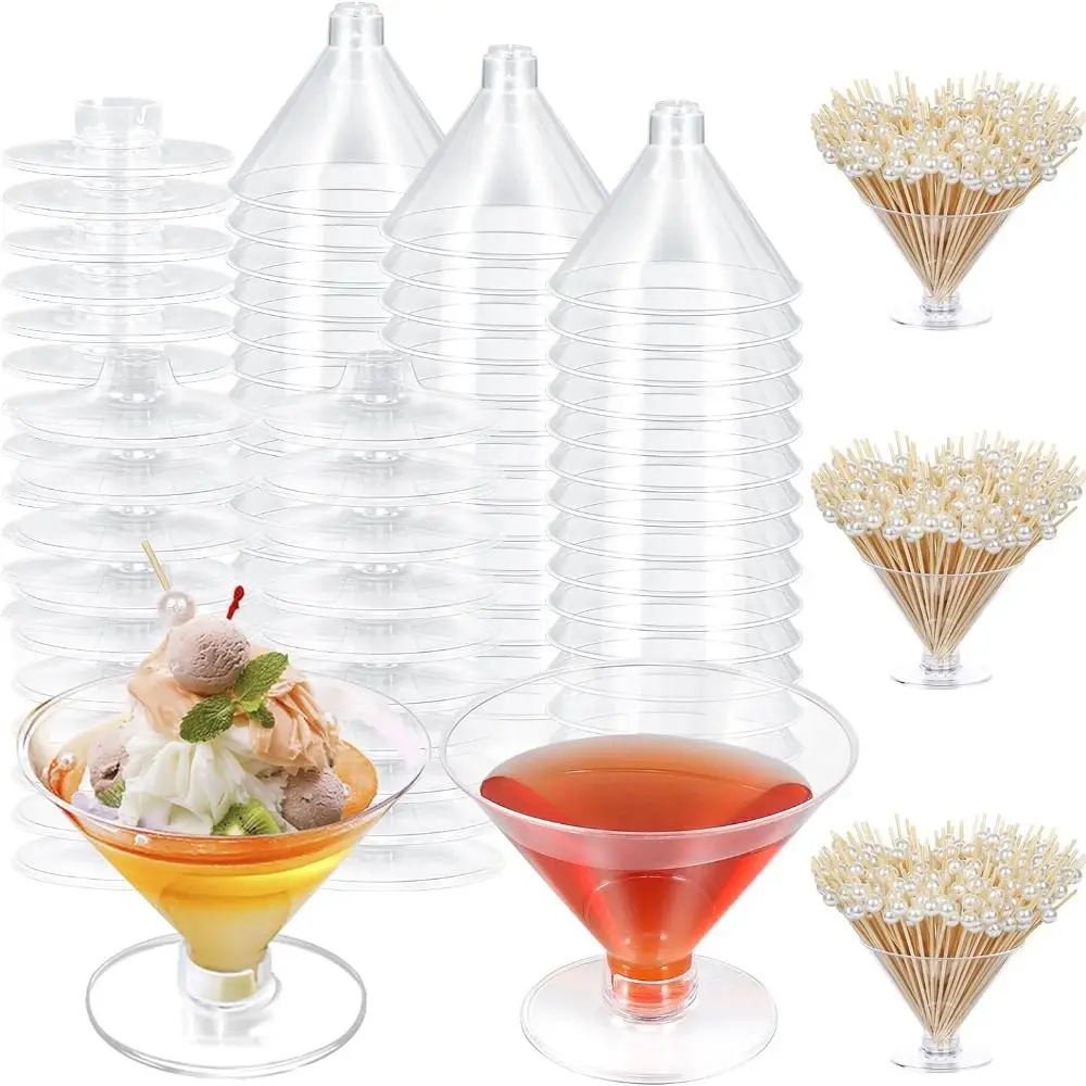5PCS Wine Utensils Disposable Glasses Clear PlasticA Red Wine Goblet Ice Cream Dessert Cups Party Supplies
