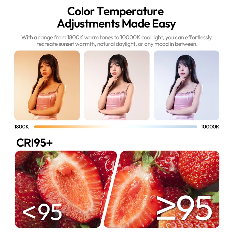 Ulanzi UA20C 20 واط RGB المغناطيسي الهواء أنبوب ضوء طوي الفيديو الضوئي 1800-10000 كيلو CRI 95 + ضوء كامل للتصوير الفوتوغرافي البث المباشر