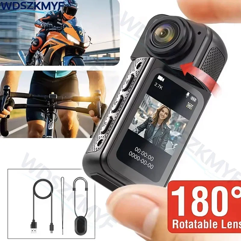 2.7K 180° Rotatable Wifi Outdoor Sports Camera 1.4Inch Screen Thumb Action Cam Motorcycle Road Sport Magnetic Attraction Bracket