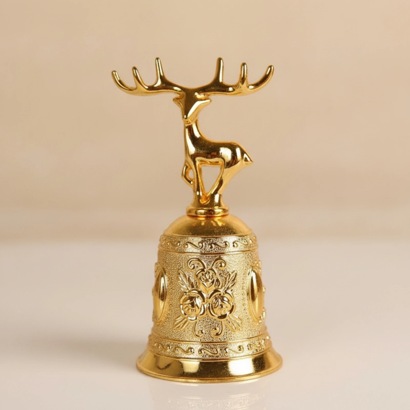 Deer-Shaped Hand Bell Ornate Bell with Deer Topper Decorative Portable for Reception Desk, Dining Table