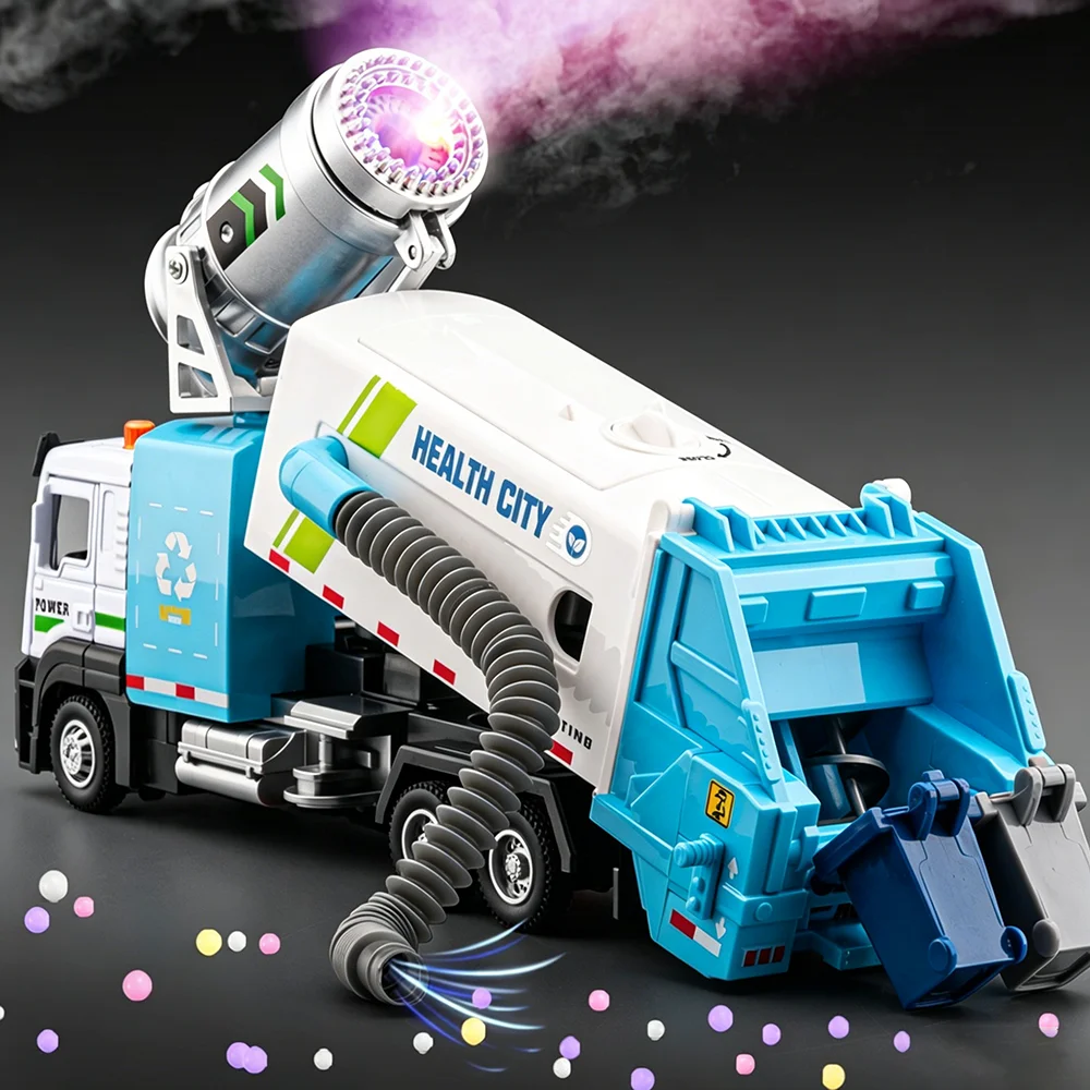 

1:32 Vacuum Spraying Vehicle Model Toy Alloy Diecast Car Rubber Tire Pull Back Miniature Engineering Vehicle for Friend Day Gift