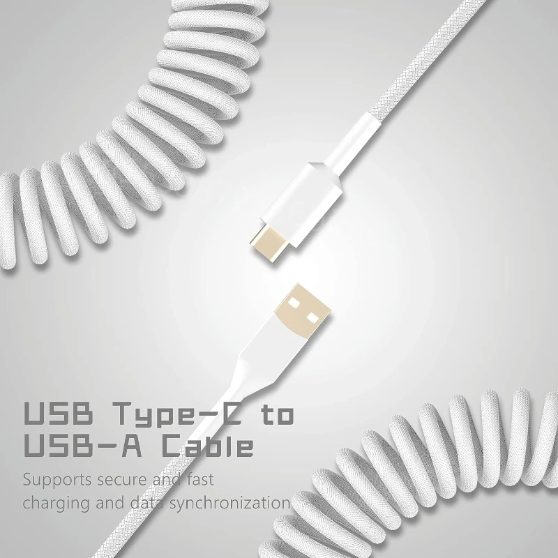 Type C Mechanical Keyboard Coiled Cable Wire USB Port Aviator Coiling Cable Desktop Computer Gaming Keyboard Accessories