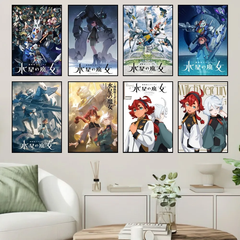 Mobile Suit Gundam WITCH MERCURY Poster Prints Wall Sticker Painting Bedroom Living Room Decoration Office Home Self Adhesive