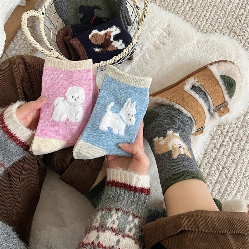 DIY Cute Dog Style Socks 3D Cartoon Dog Corgi Pattern Medium Tube Spring And Autumn Soft Socks, Suitable For Both Men And Women