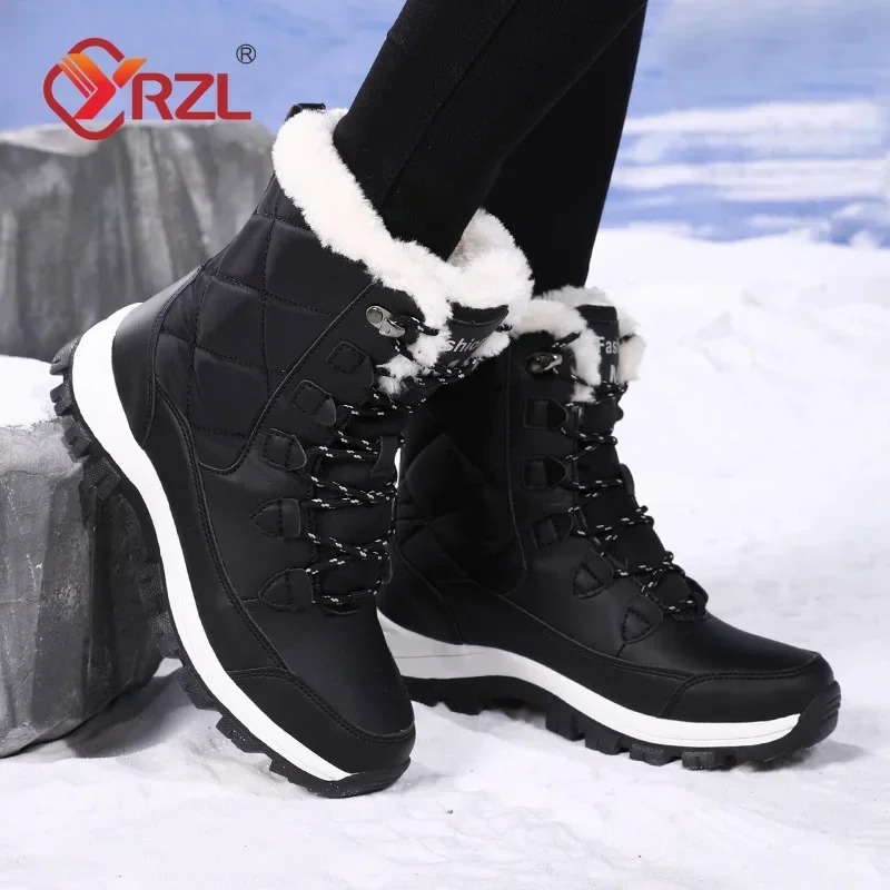 YRZL Boots donna stivali da neve invernali antiscivolo scarpe con plateau per donna scarpe in cotone caldo Ladies Flat Botas Mujer Winter Boot donna