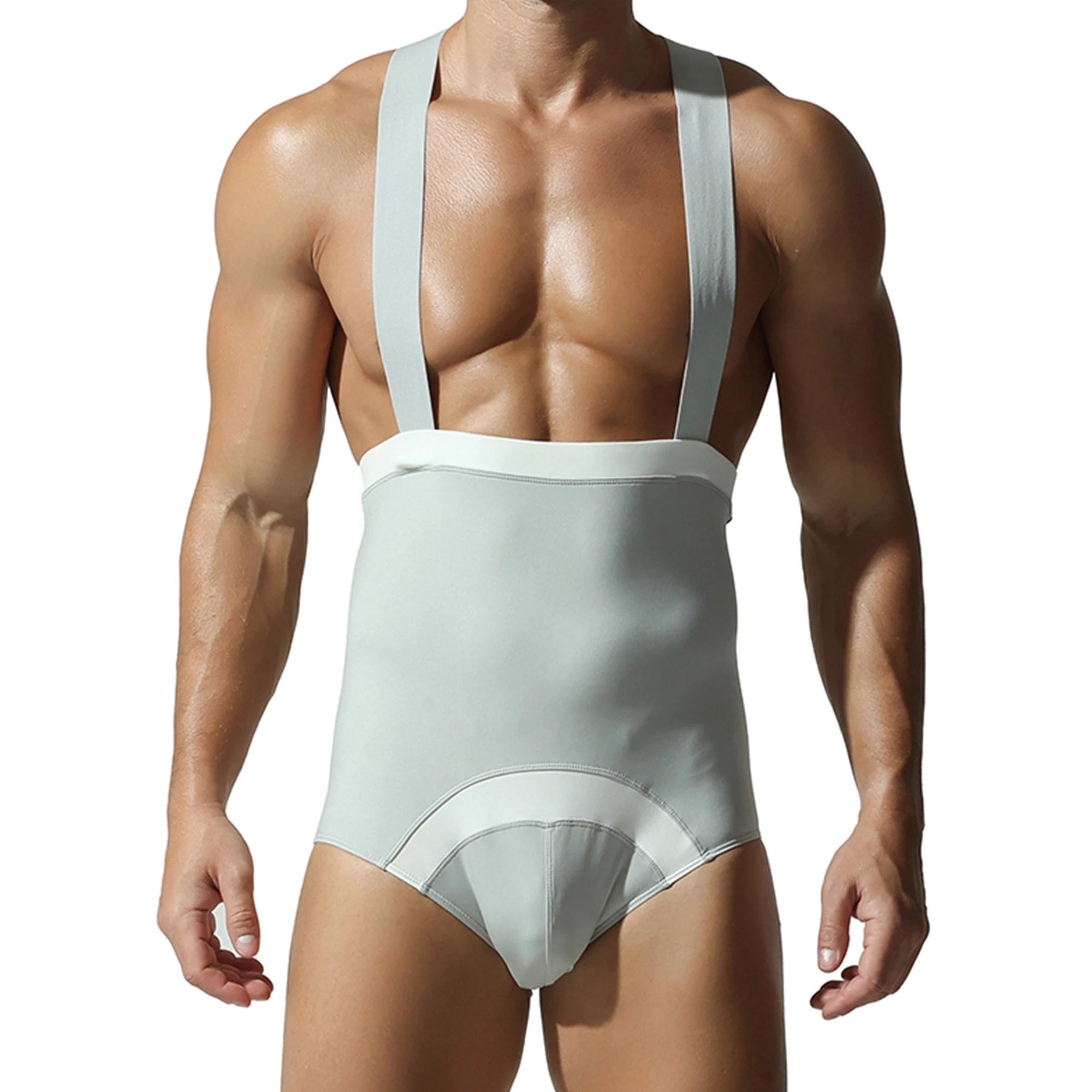 

Sexy Men Elastic Undershirts Leotard Jumpsuit Rompers Gym Jumpsuit Male Boxer Short Sleeveless One-piece Wrestling Vest Bodysuit