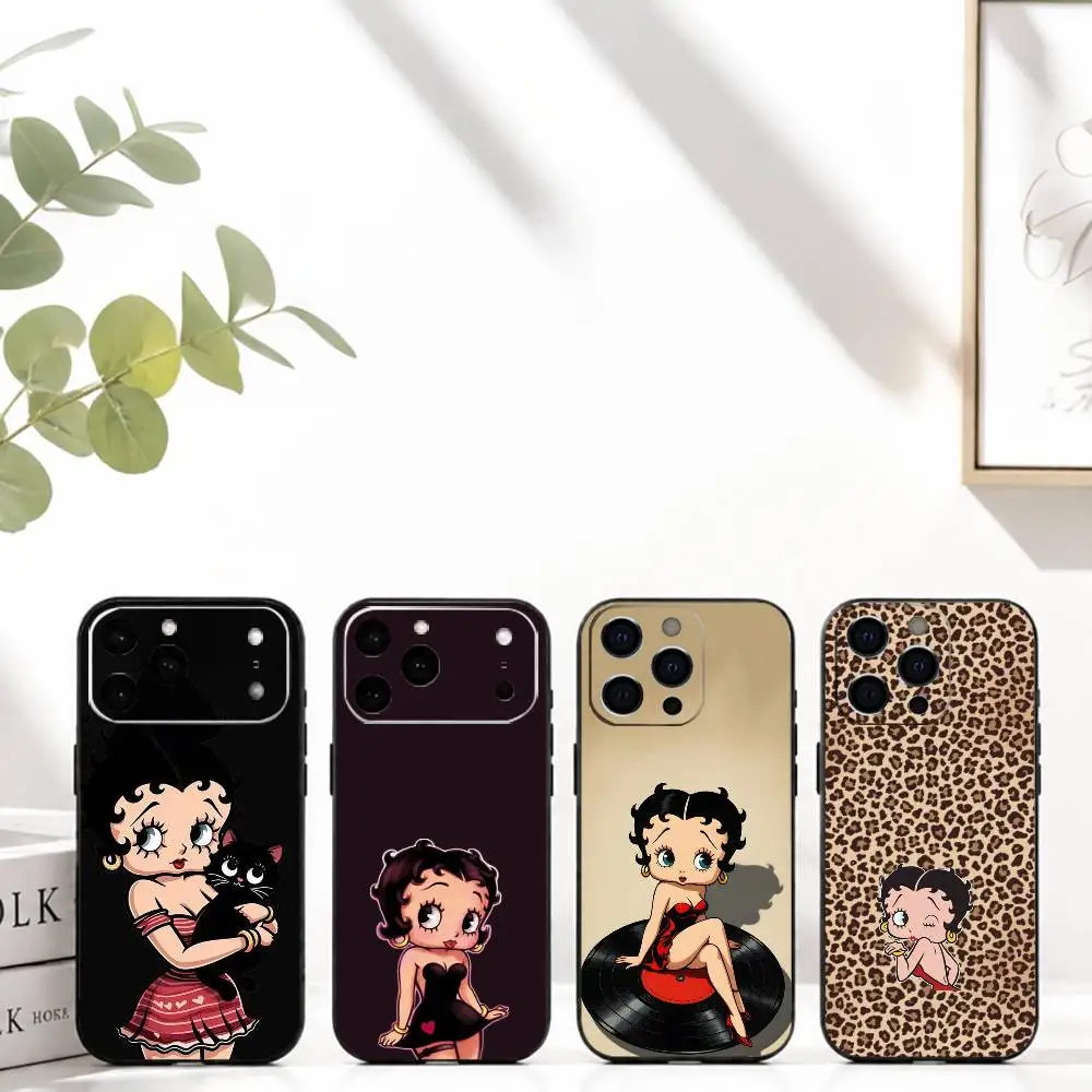 

C-Cute cartoon Betty Boop Phone Case Silicone Soft For IPhone 17 16 15 14 13 12 11 X XR Plus Pro Max Plus