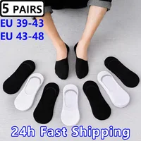 Calcetines invisibles de algodón para hombre, medias deportivas de corte bajo, talla grande 43-48, 5 pares por paquete