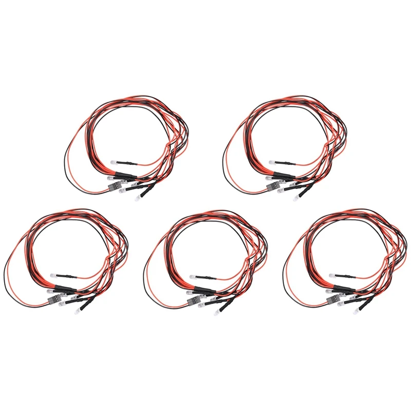 5Pcs 6 LED Light 5Mm 4 White 2 Red Light For 1/8 1/10 Axial SCX10 Traxxas TRX4 D90 HSP HPI Tamiya Redcat RC Car