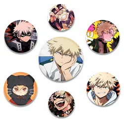 Anime Character Katsuki Bakugo Pin Cartoon Badge Snap-in Button Pins Brooches for Clothes Decoration Jewelry Accessories Gifts