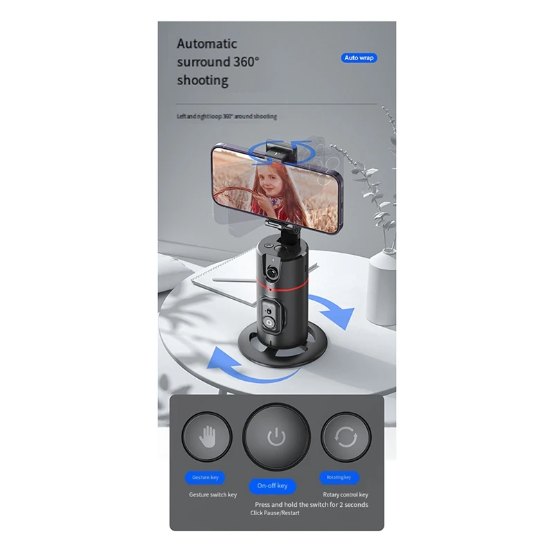 P02 360 °   Gimbal Estabilizador Desktop AI Gimbal de rastreamento automático com controle remoto para estabilizador de smartphone