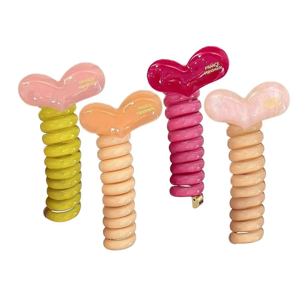 

Нескользящие резинки для волос, набор из 4 женских спиральных резинок для волос, не повреждающие держатели для хвоста, многоразовые волосы для нескользящих волос