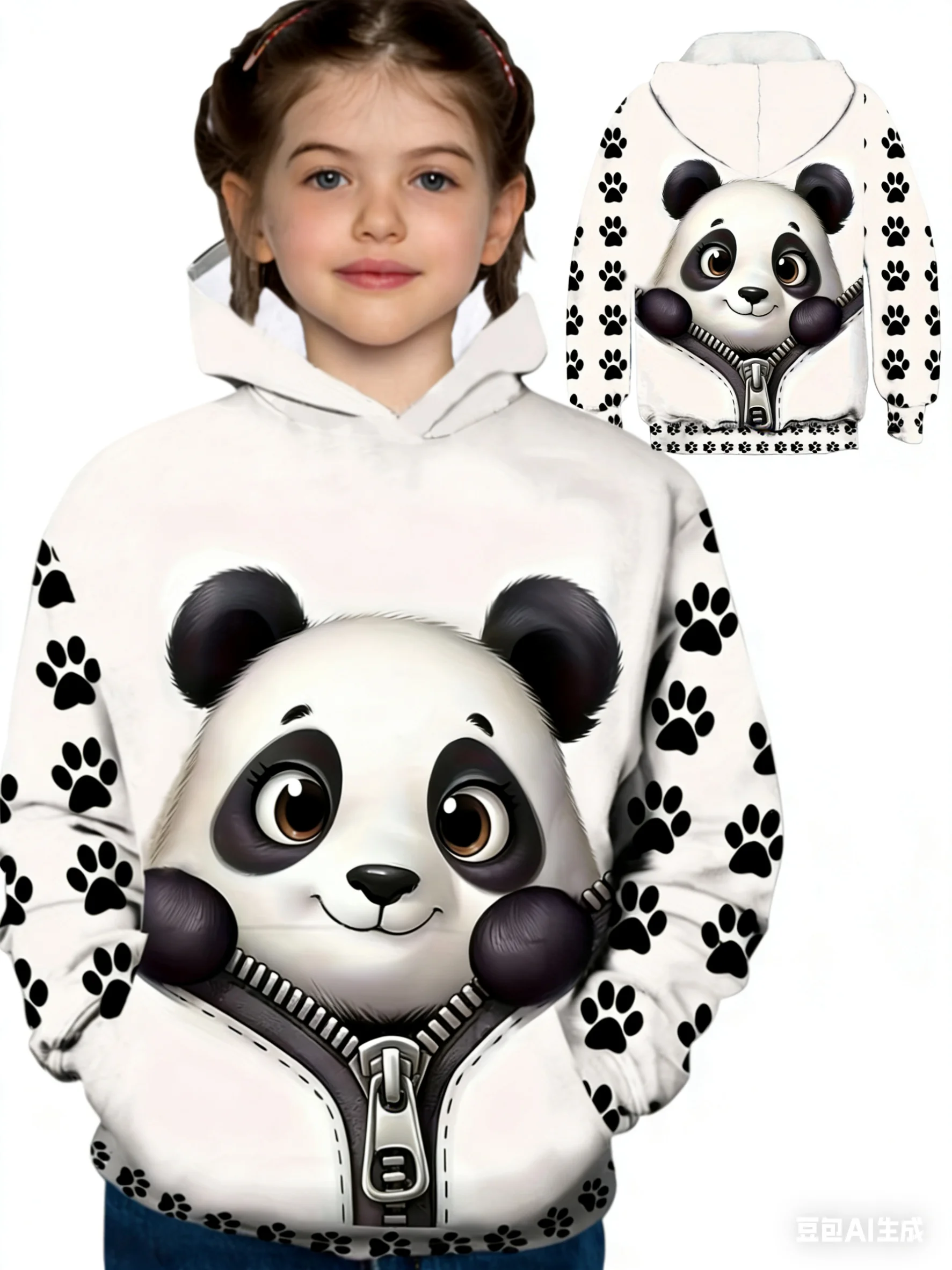 

Теплая толстовка с милым рисунком панды для девочек, дышащая и удобная повседневная спортивная одежда, подходящая для осенних и зимних сезонов