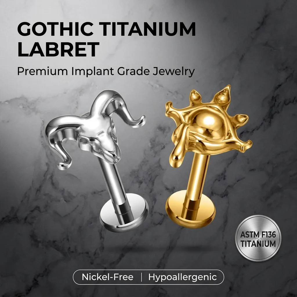 G23 Titanium Internal Thread Labret Stud ASTM F136 Titanium Spider Scorpion Lip Monroe Tragus Helix Piercing Jewelry Set