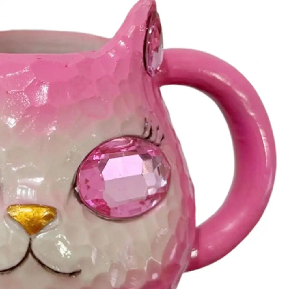 Cute Kitty Water Tumbler Handmade Resin Cat Face Mug Geode Kitten Coffee Cup Unique Artistic Drinkware for Cat Lovers Collectors