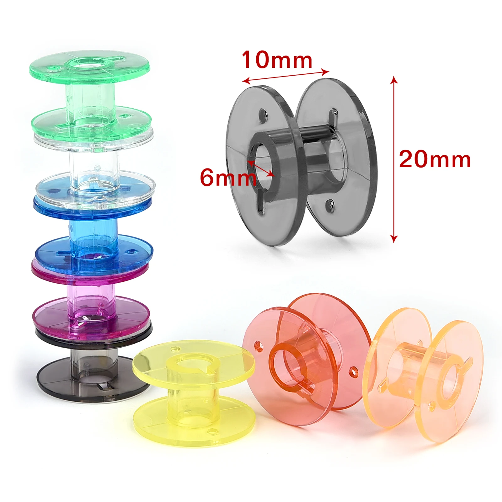 10-50Pcs Transparent Sewing Machine Spools Home Plastic Empty Spool Bobbins Sewing Tool Accessories Universal Threads Bobbin