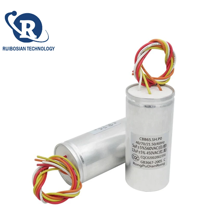 CBB65 5UF+12UF 450V Original Haier two-cylinder washing machine start capacitor 4 wire aluminum shell explosion-proof