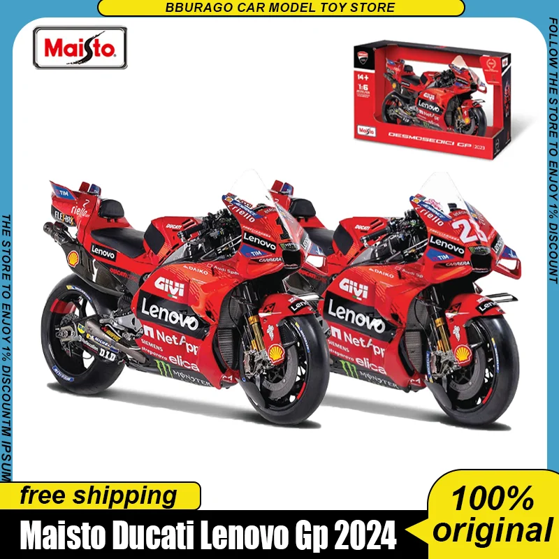 Nuevo Maisto 1:6 Moto Gp Ducati Lenovo Equipo 2024 # 1 # 23 Moto coche Diecast modelo aleación vehículo de lujo motocicleta juguetes coche niños regalo