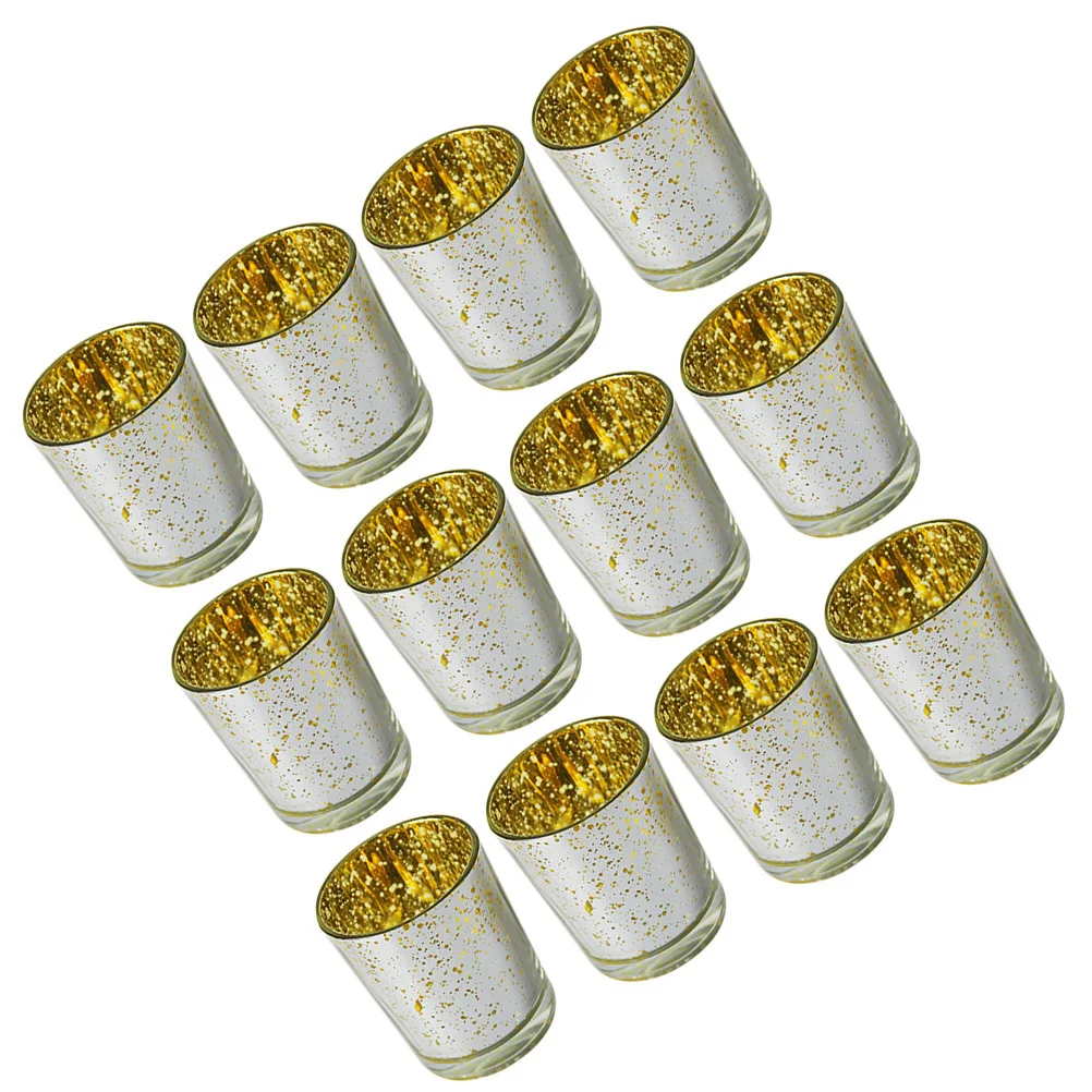 

12 Pcs Bulk Set Holder DIY Glass Aromatherapy Tealight Plating Spot Empty Cup Yellow