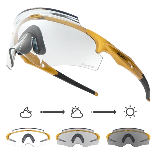 Imagen 2 del producto Scvcn gafas de sol fotocromáticas azules para ciclismo, lentes fotocromáticas rojas para bicicleta de montaña, gafas deportivas para hombre