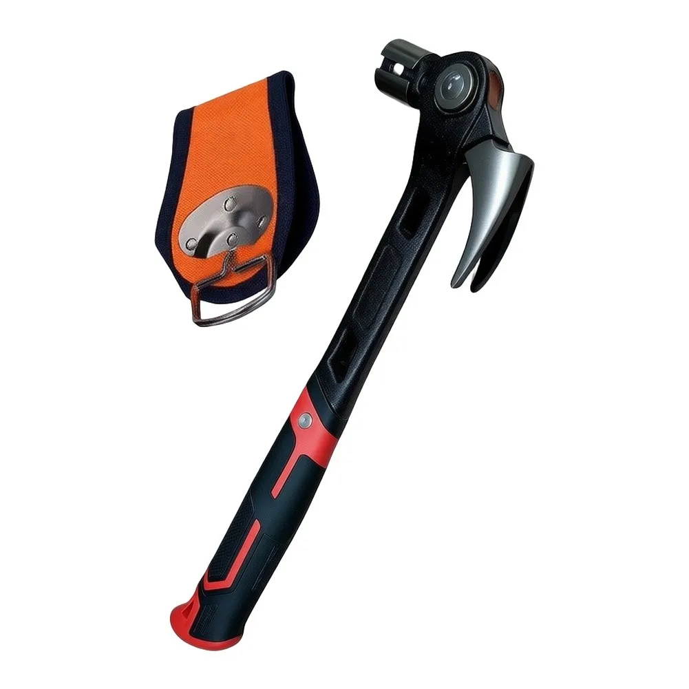 Carbon Steel Claw Hammer with Adjustable Head Positioning Magnetic Nail Support and Fatigue-Reducing Handle Shape