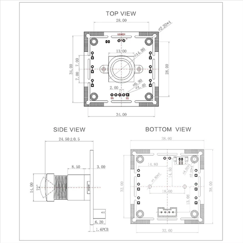 Imagem -06 - Módulo da Câmera Metal Ov9732 1mp 100 Graus Mixl Yuy2 Foco Manual Ajustável 1280x720 Pcb Board 0.5mcable para Winxp 10