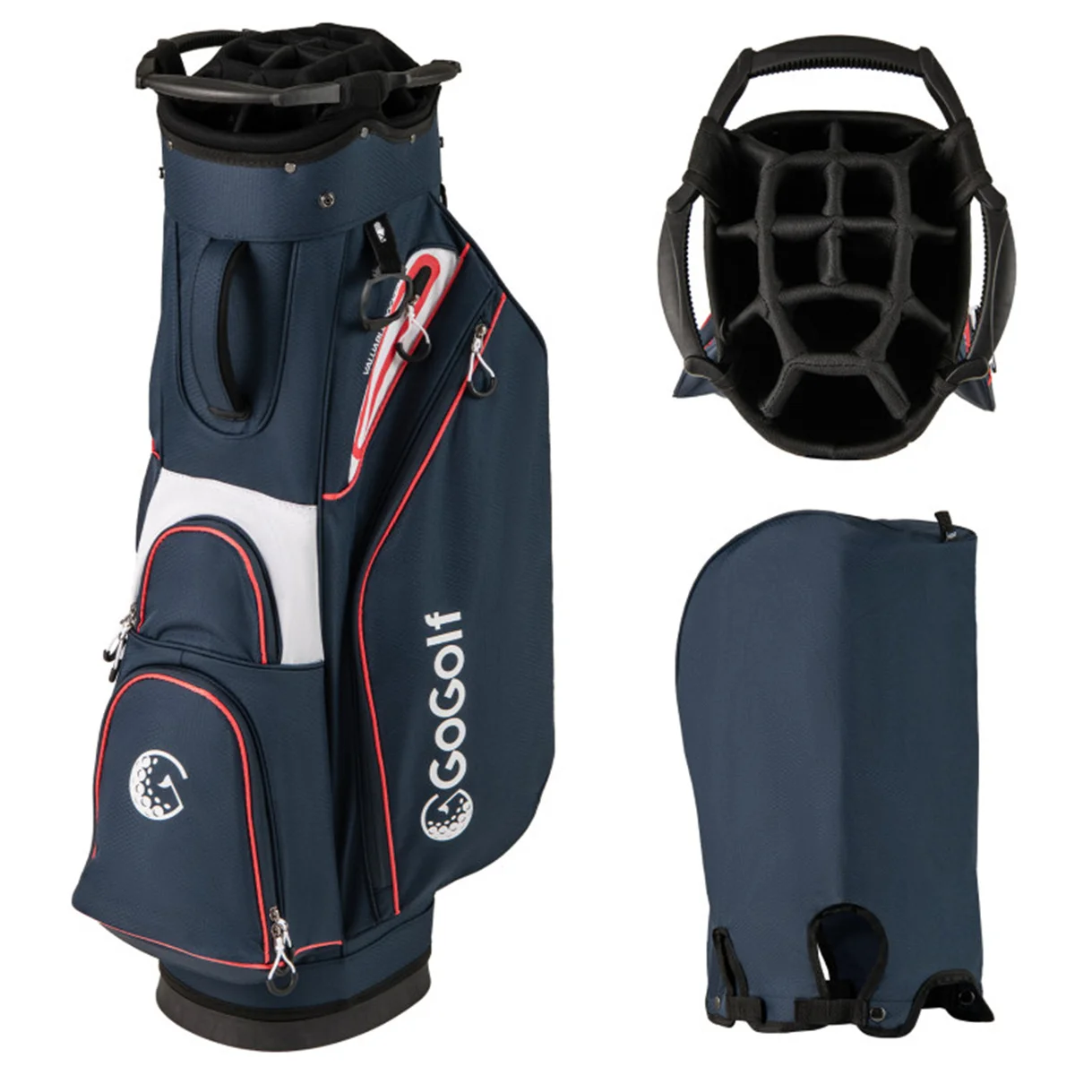 14-Way Divider Golf Cart Bag with 6 Zippered Pockets, Lightweight 4.7lbs Stand Bag with Cooler Pocket & Rain Hood, Oversized Putter Holder for Golf Carts