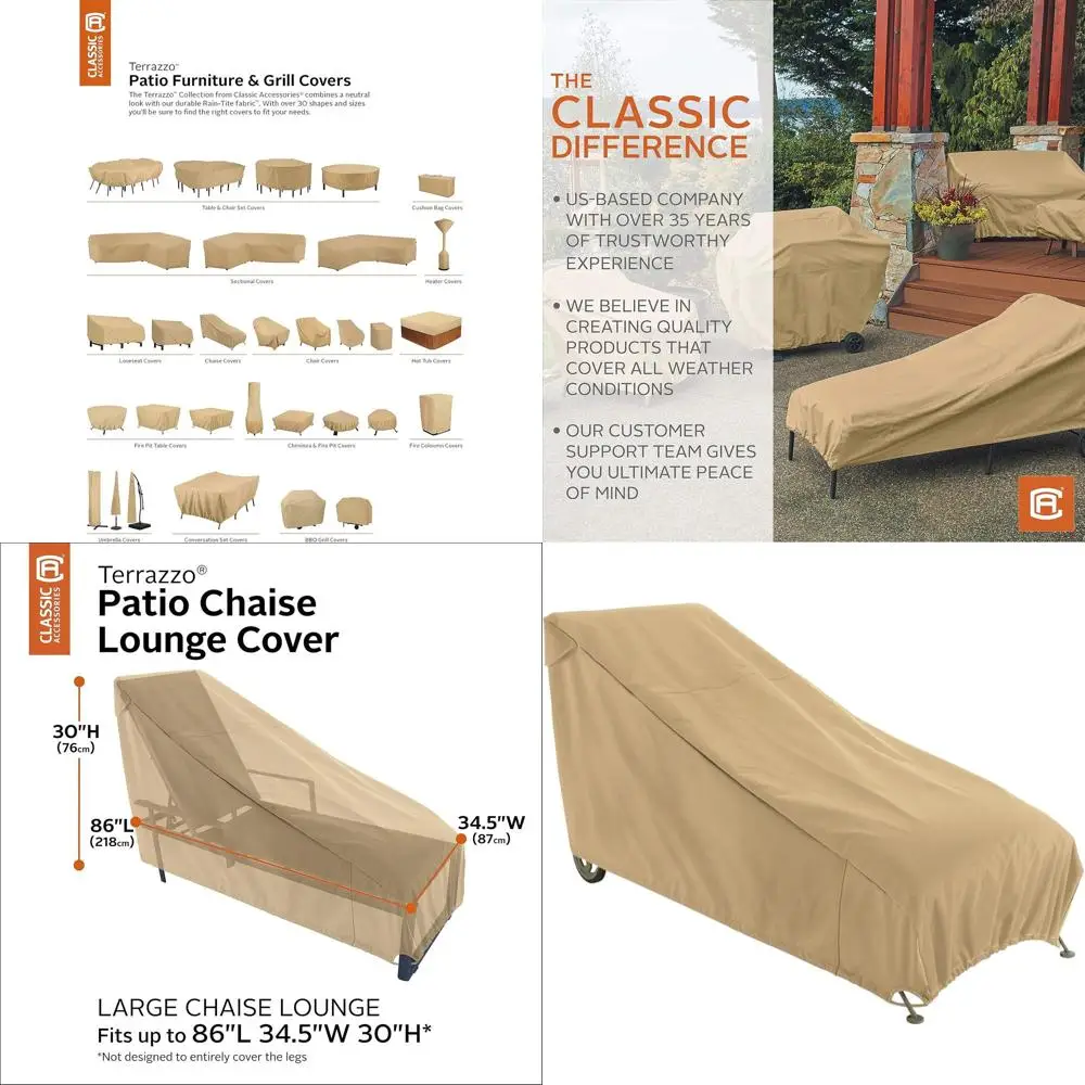 

Terrazzo 86 Waterproof Patio Chaise Lounge Cover, Outdoor Furniture Protection