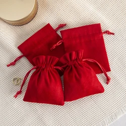 5Pcs/Lot Jewelry Flannel Packaging Storage Velvet Drawstring Bags Wedding Accessory New Year Gift Travel Candy Organizer Pouches