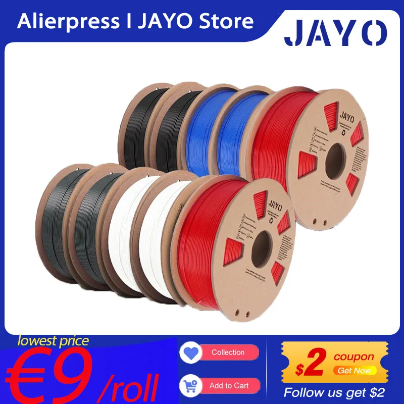 

JAYO 3D PLA Meta/PETG/SILK/PLA +/ABS/TPU Filament 3D Printer 1.75mm 10Rolls for FDM Printer 100%No bubbel 3D Printer Material