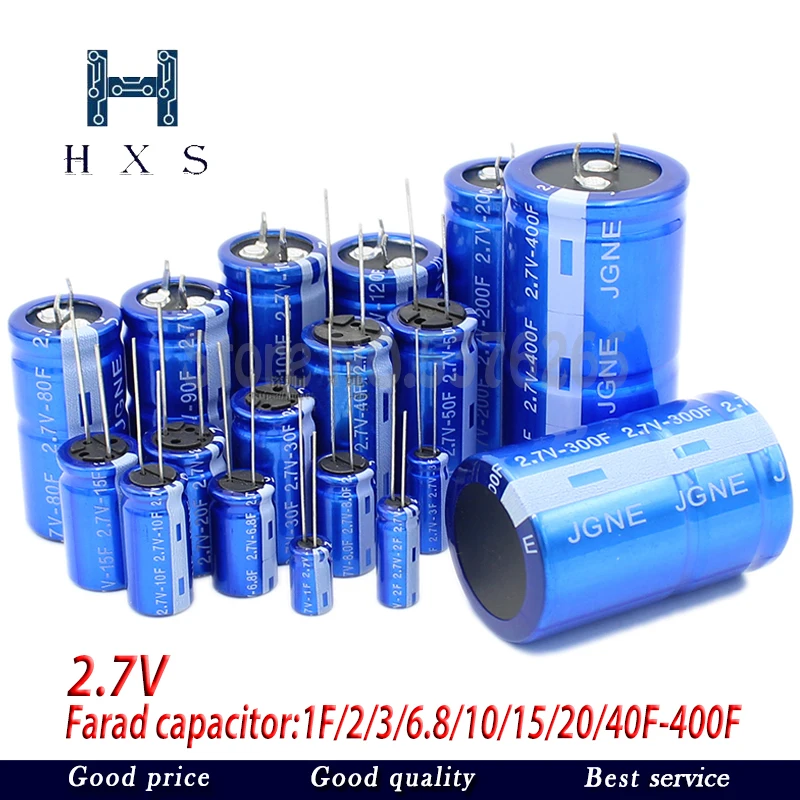 2PCS super capacitor farad capacitor 2.7V 2F 3.3F 4F 4.7F 5F 6F 7F 8F 10F 15F 20F 25F 30F 60F 80F 90F 100F 200F 300F 400F