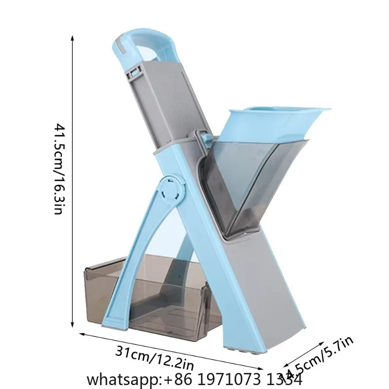 Safe Adjustable Vegetable Slicer - 4 Modes (Dicer, Julienne) Kitchen Chopping Tool (SkyBlue)