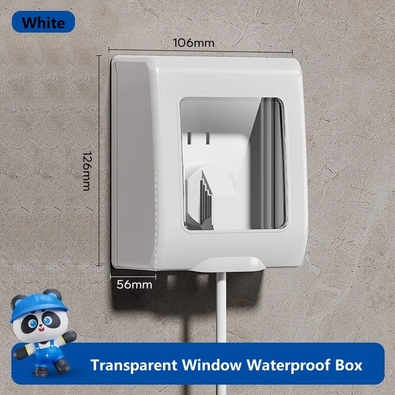 1pc Ultra Thin 86 Type Switches Sockets Waterproof Cover With View Window Splash-proof Dust-proof Safety For Bathroom Kitchen