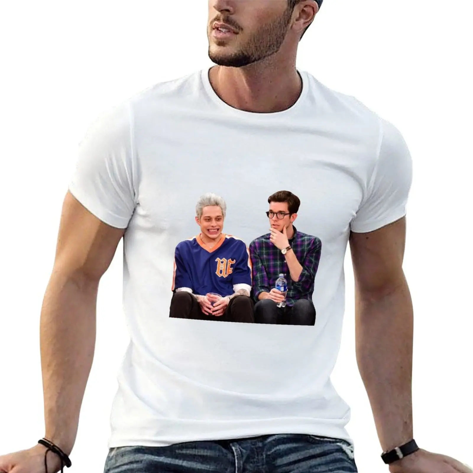 

John Mulaney and Pete Davidson Vibing Together T-Shirt man t shirt graphic t shirts for man cotton man t shirts cotton T-shirt
