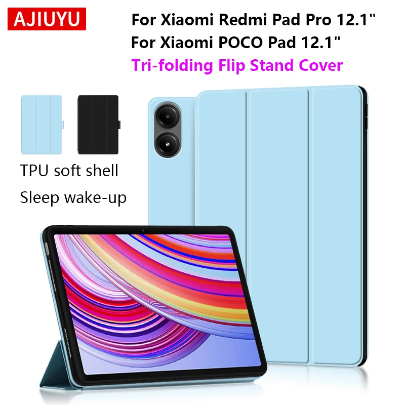 

Flip Cover PU Leather Case For Xiaomi Redmi Pad Pro 12.1" 2024 Tablet Sleeve For XiaoMi POCO Pad 12.1 Inch Smart Stand Case