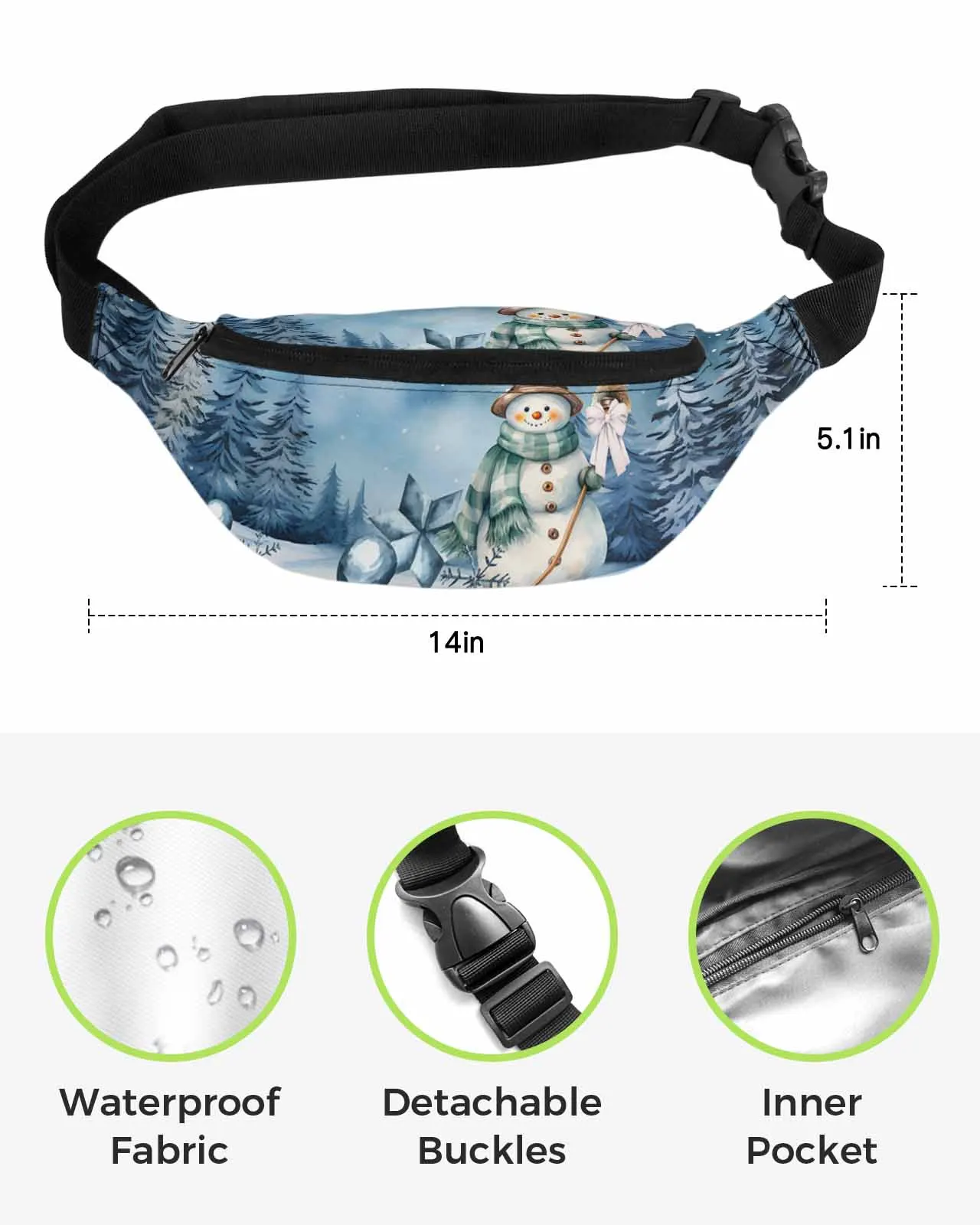 Starry Sky Forest Snow Scene  Men Women Waist Bag Fanny Pack Phone Belt Bag Wallet Pouch Waterproof Banana Hip Bags