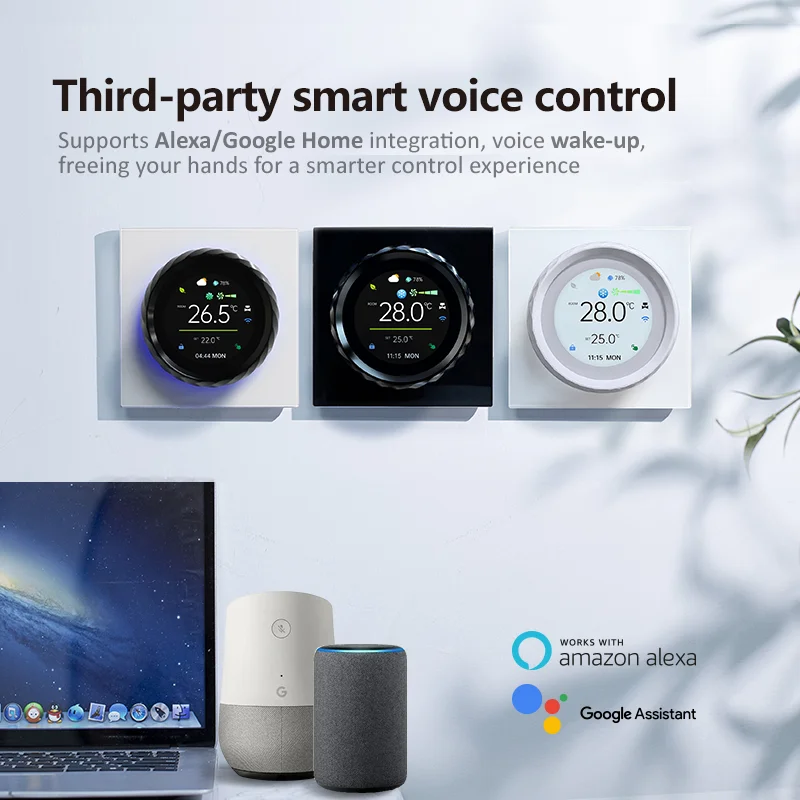 ترموستات بمقبض هوائي ذكي جديد BAC-2007 مع شاشة دائرية TFT مقاس 1.6 بوصة للفيلا