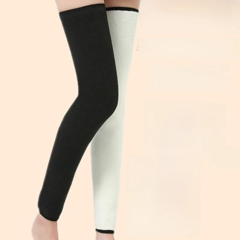 厚みのあるロングフリース膝パッドユニセックス高齢者用保温保護関節冷え防止男性女性膝蓋骨ウォーマー超ロングタイプ