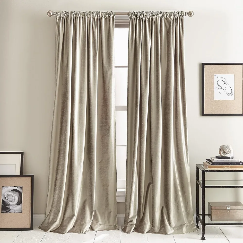 

modern knotted velvet lined window curtains for living room and bedroom - long length 50" x 108" - set of 2 matching curtain pa